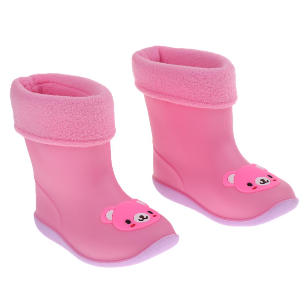 Kids Toddlers Waterproof Rubber Rain Boots Pink Bear for 5 years