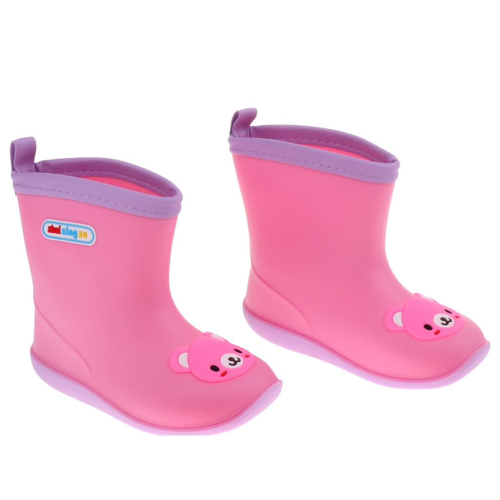 Kids Toddlers Waterproof Rubber Rain Boots Pink Bear for 5 years