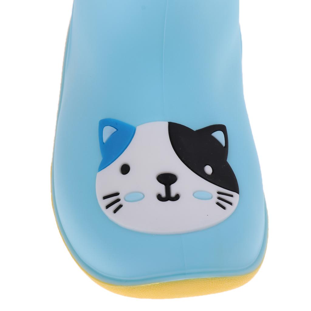 Kids Toddlers Waterproof Rubber Rain Boots Blue Cat for 2 years