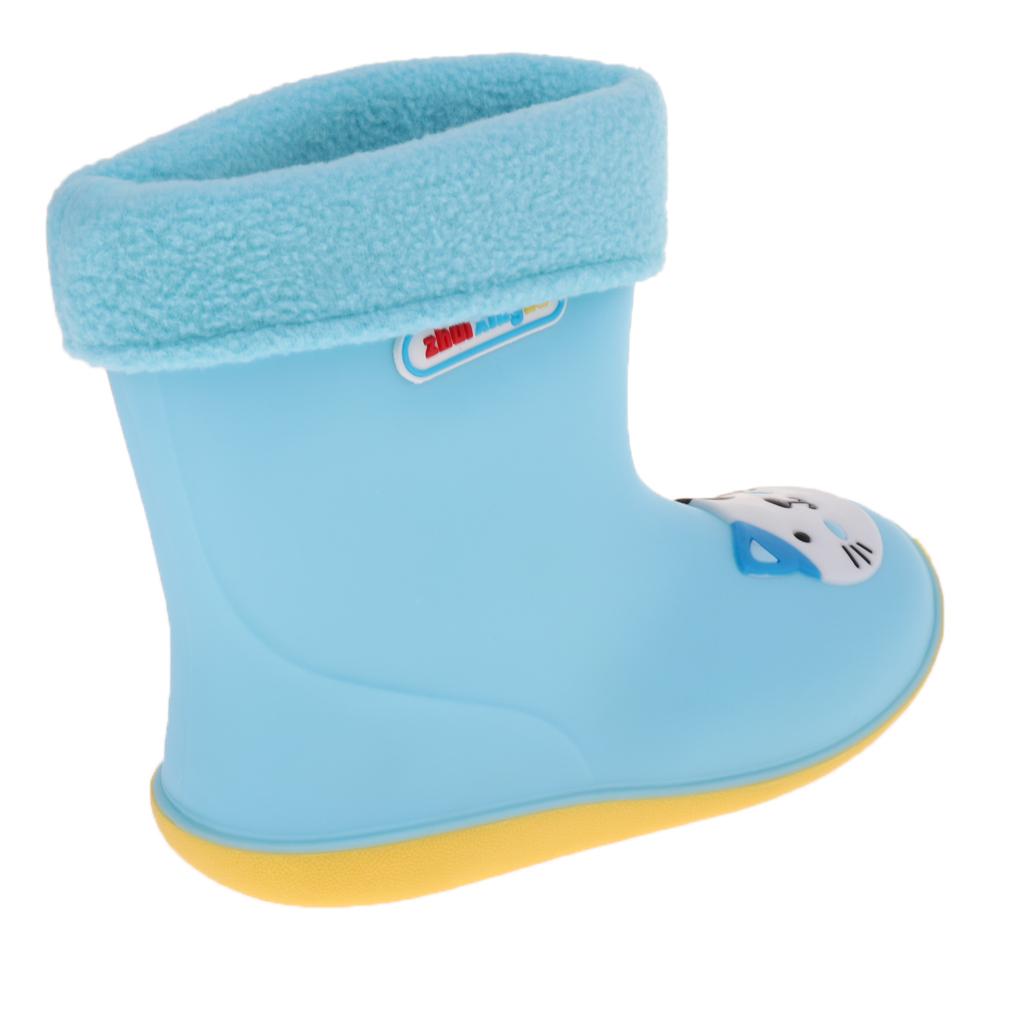 Kids Toddlers Waterproof Rubber Rain Boots Blue Cat for 2 years