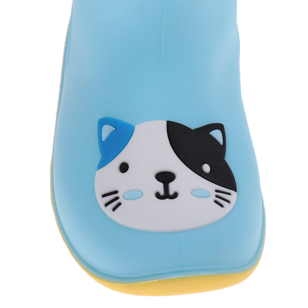 Kids Toddlers Waterproof Rubber Rain Boots Blue Cat for 5 years