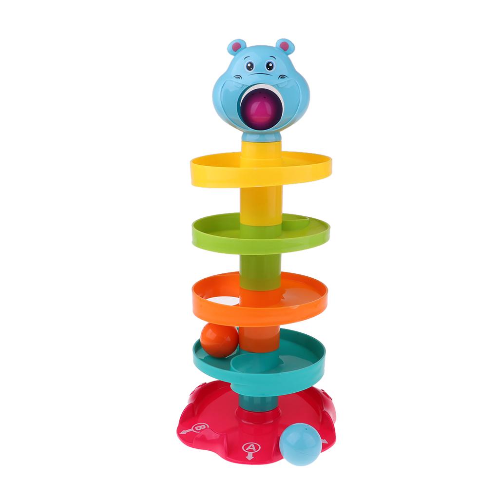 Ball Drop Toy 5 Layer Tower Run with Swirling Ramps 3 Balls Development Toy