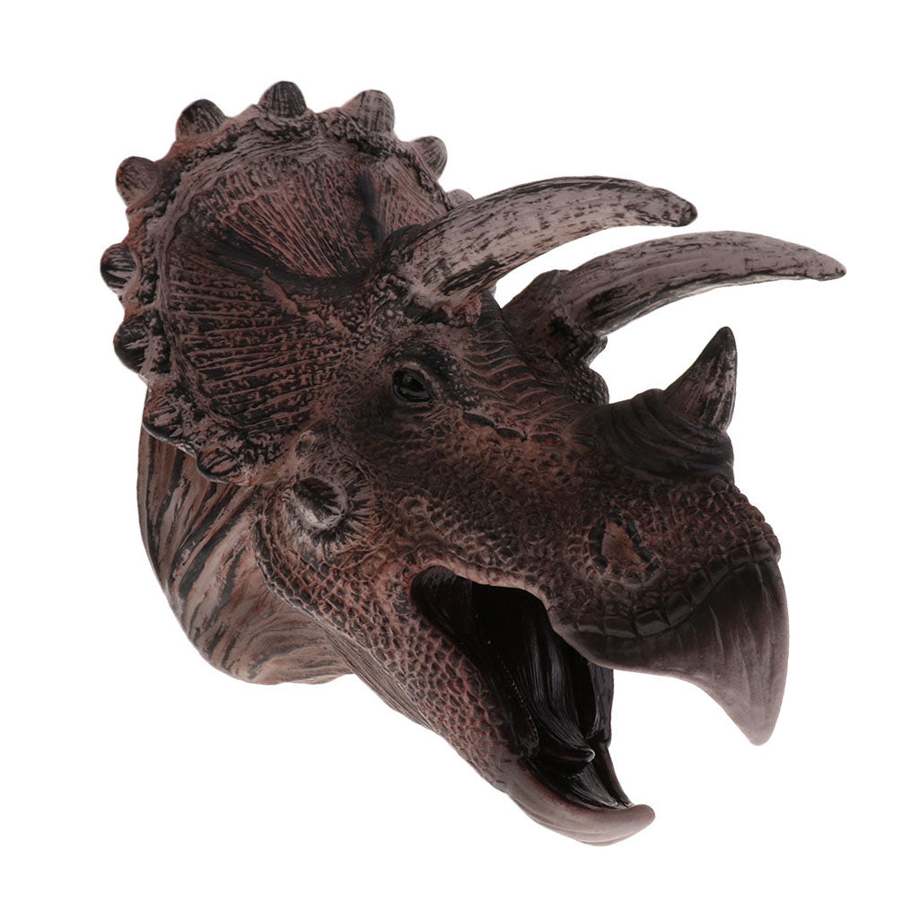 Simulation Dinosaur Animal Head Model Hand Puppet Kids Toy Triceratops
