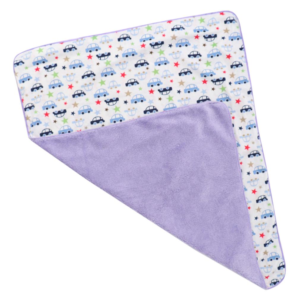 Unisex Double-Layer Coral Velvet Baby Cradle Crib Blanket Blue car