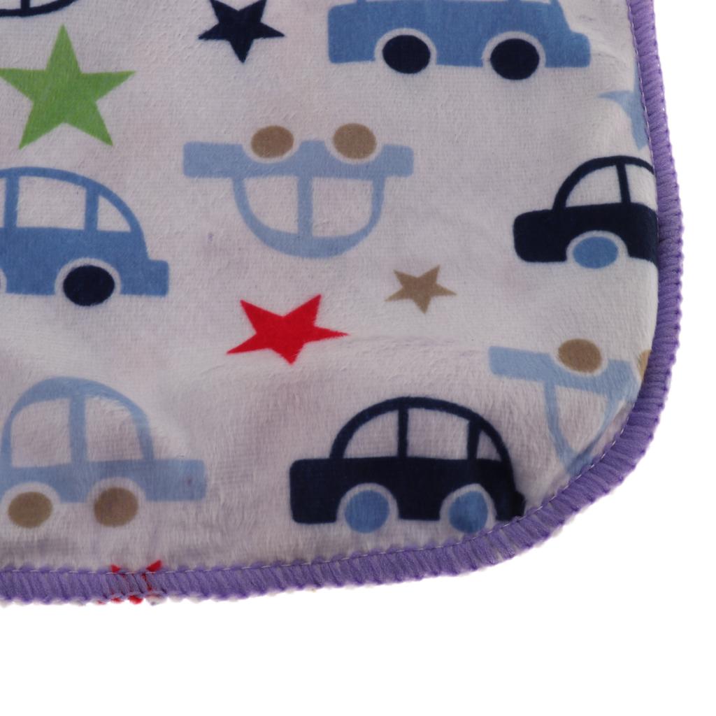Unisex Double-Layer Coral Velvet Baby Cradle Crib Blanket Blue car