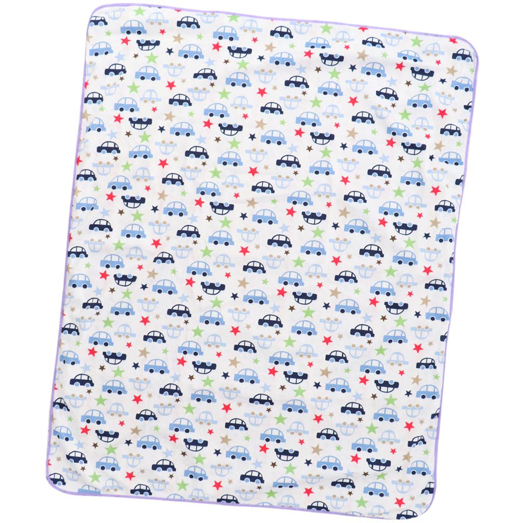 Unisex Double-Layer Coral Velvet Baby Cradle Crib Blanket Blue car