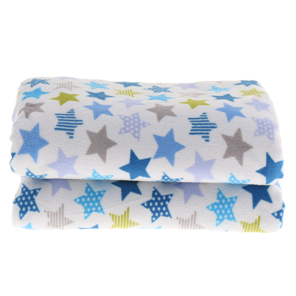 Unisex Double-Layer Coral Velvet Baby Cradle Crib Blanket Star