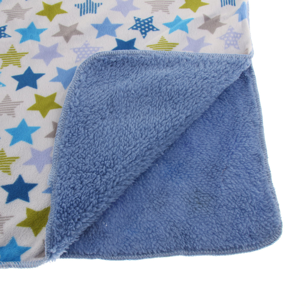 Unisex Double-Layer Coral Velvet Baby Cradle Crib Blanket Star