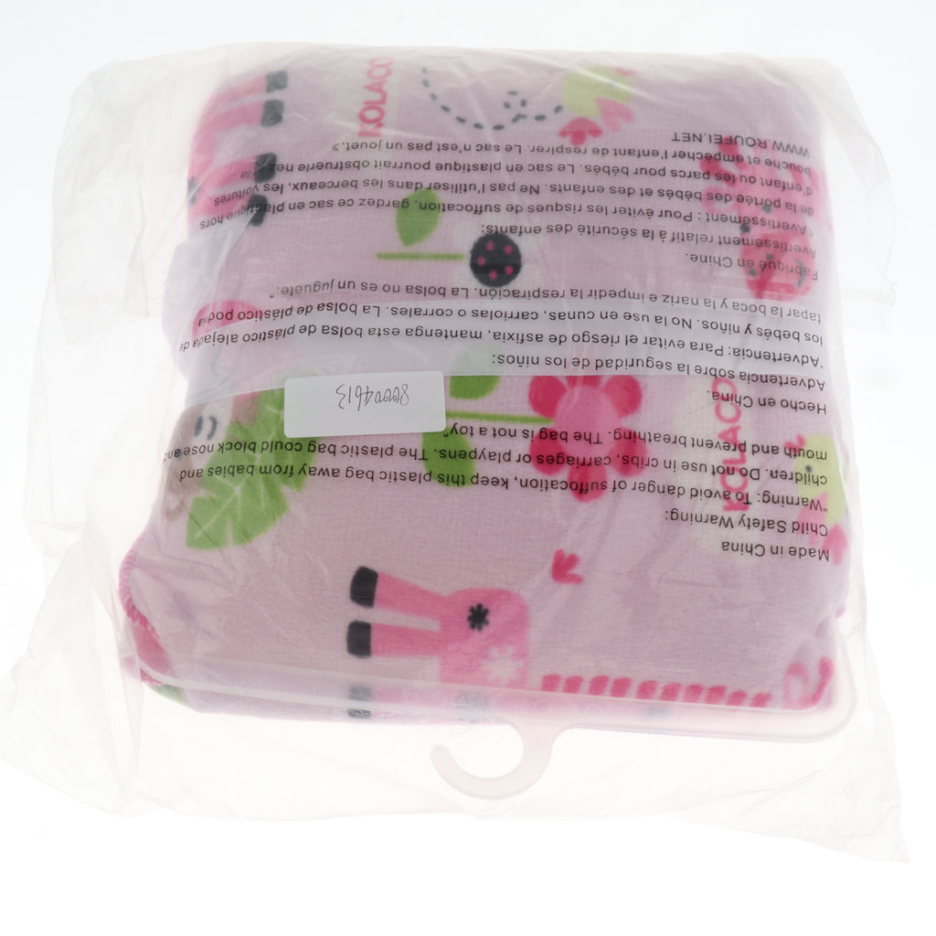 Unisex Double-Layer Coral Velvet Baby Cradle Crib Blanket Pink giraffe