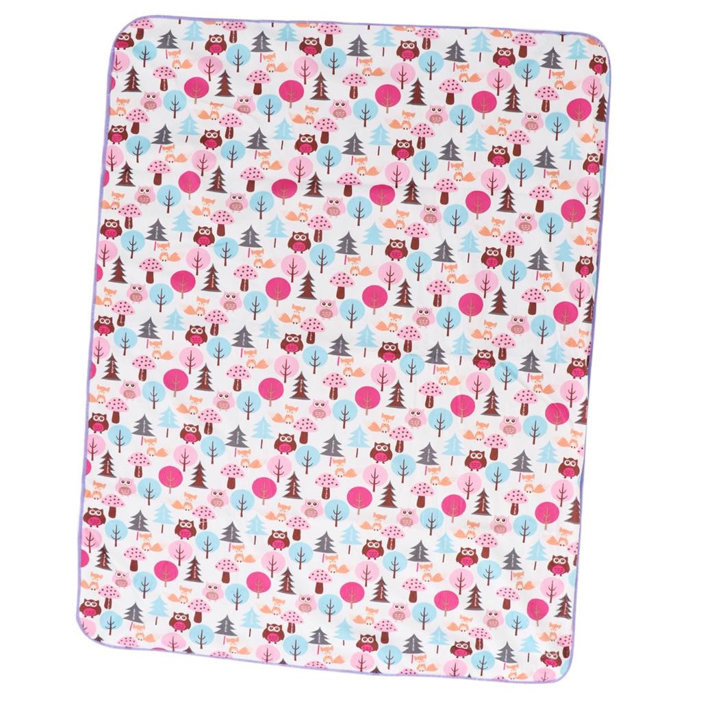 Unisex Double-Layer Coral Velvet Baby Cradle Crib Blanket Purple owl