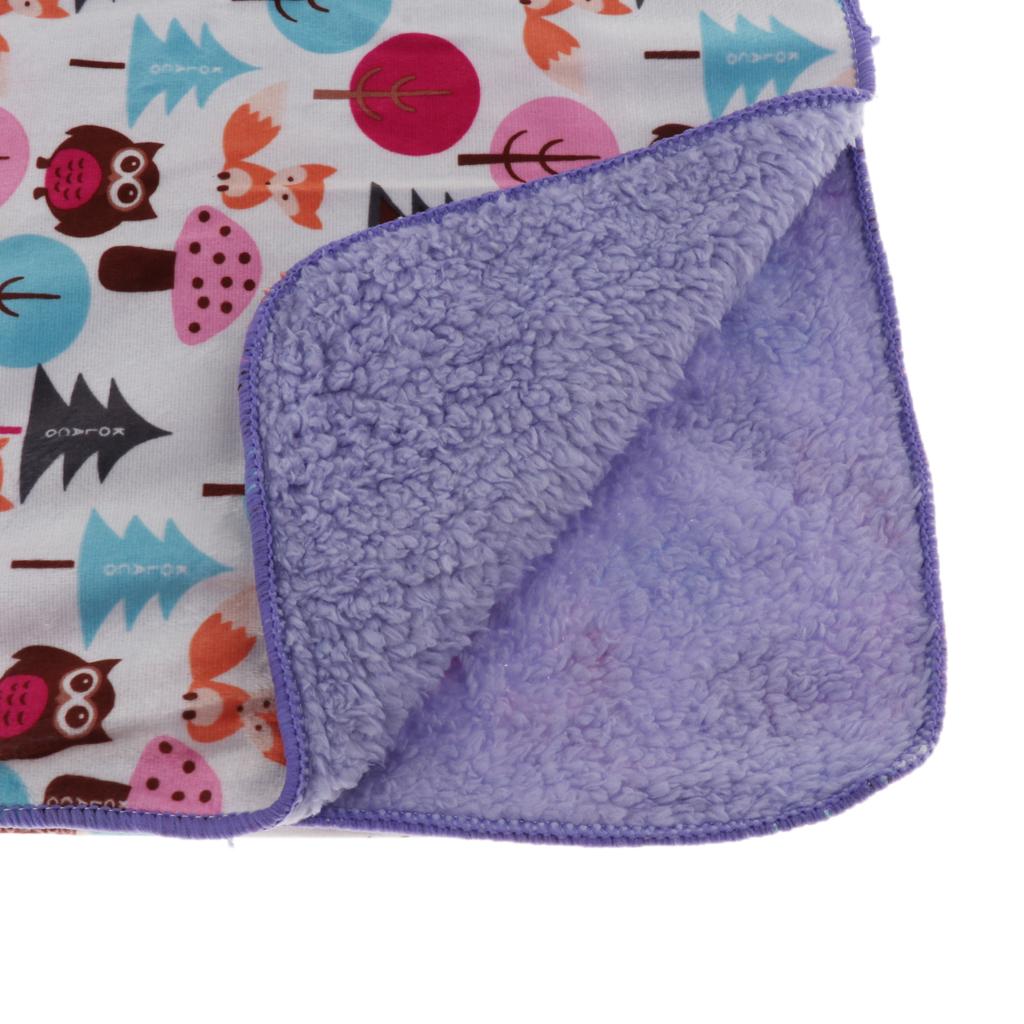 Unisex Double-Layer Coral Velvet Baby Cradle Crib Blanket Purple owl