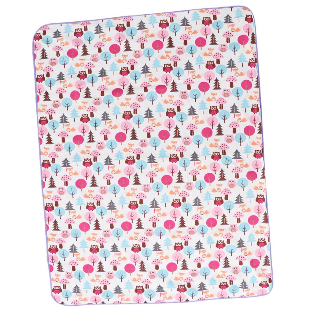 Unisex Double-Layer Coral Velvet Baby Cradle Crib Blanket Purple owl
