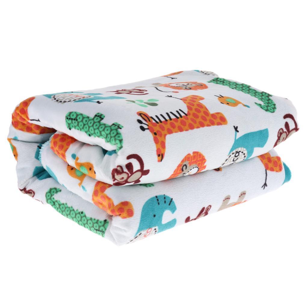Unisex Double-Layer Coral Velvet Baby Cradle Crib Blanket Lion giraffe