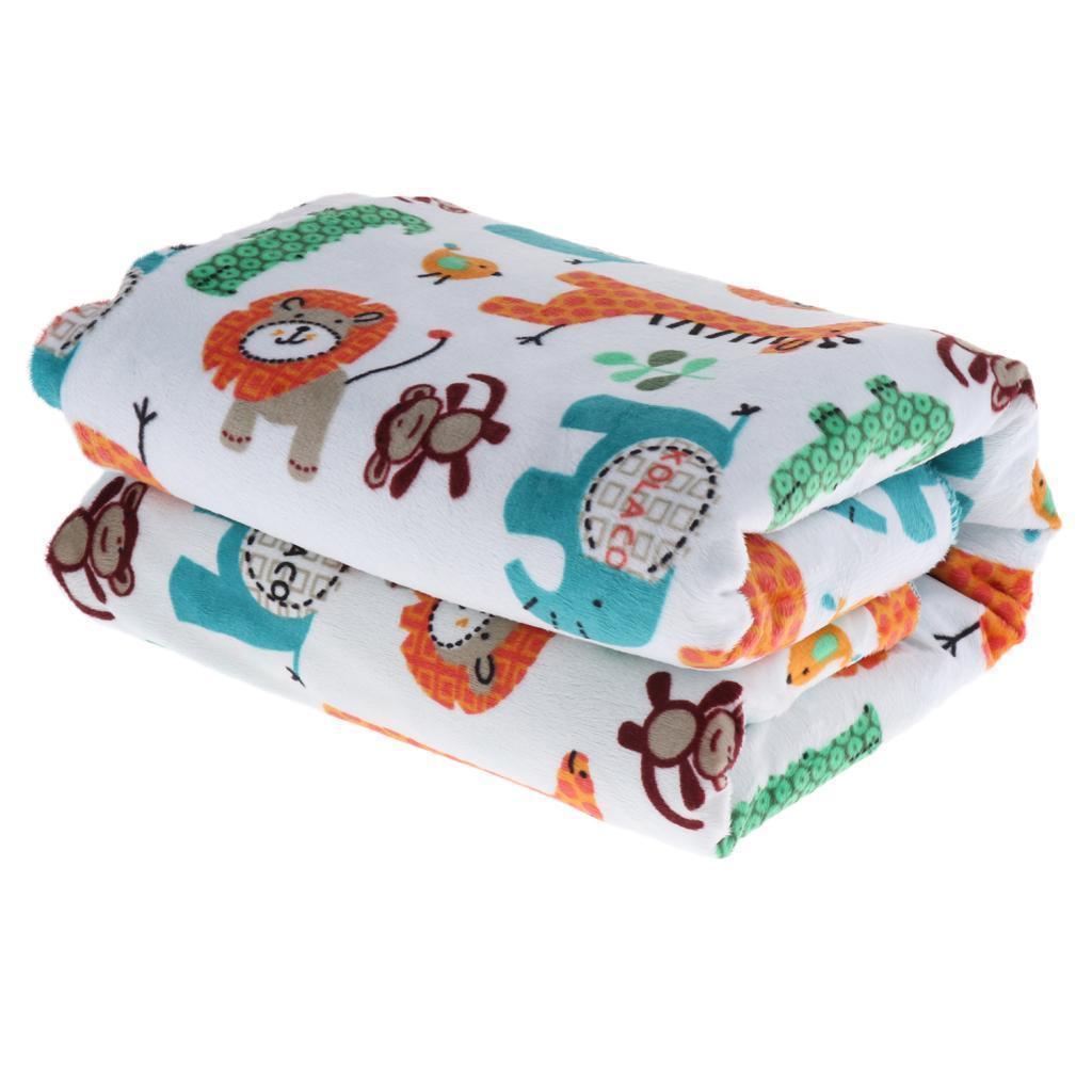 Unisex Double-Layer Coral Velvet Baby Cradle Crib Blanket Lion giraffe