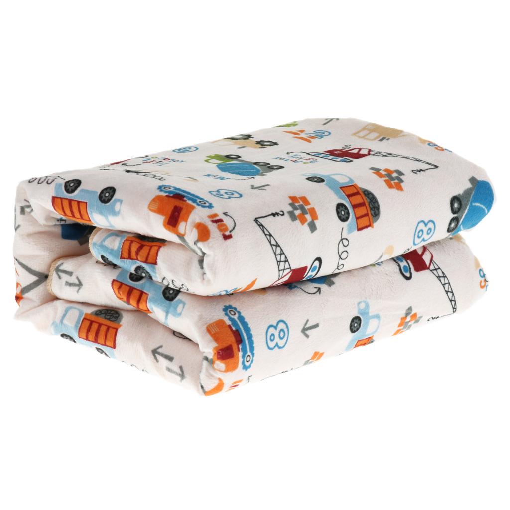 Unisex Double-Layer Coral Velvet Baby Cradle Crib Blanket Engineering car