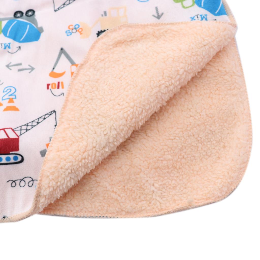 Unisex Double-Layer Coral Velvet Baby Cradle Crib Blanket Engineering car