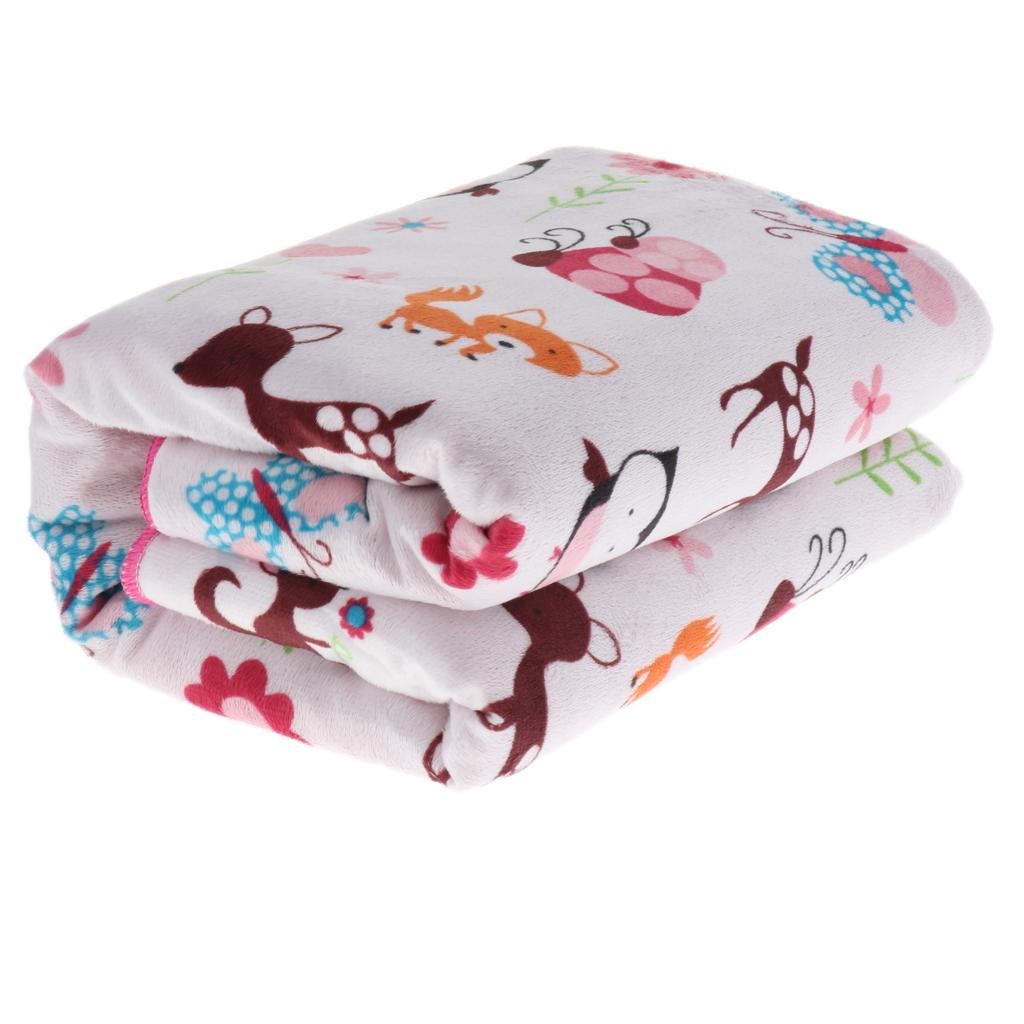 Unisex Double-Layer Coral Velvet Baby Cradle Crib Blanket Butterfly fawn
