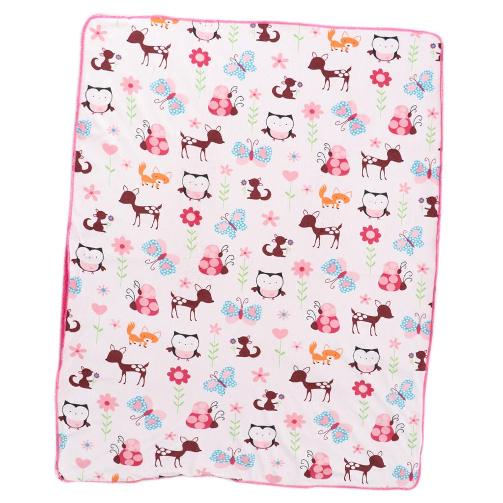 Unisex Double-Layer Coral Velvet Baby Cradle Crib Blanket Butterfly fawn
