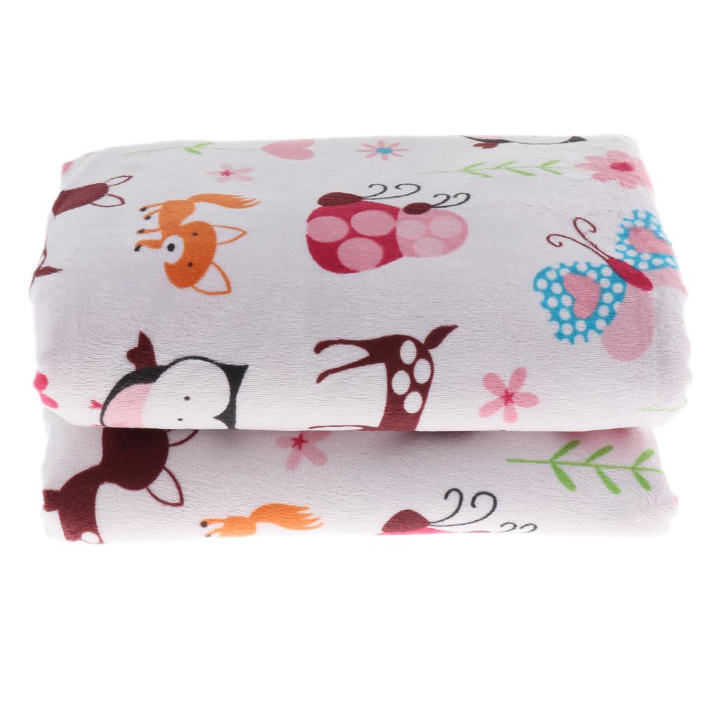 Unisex Double-Layer Coral Velvet Baby Cradle Crib Blanket Butterfly fawn
