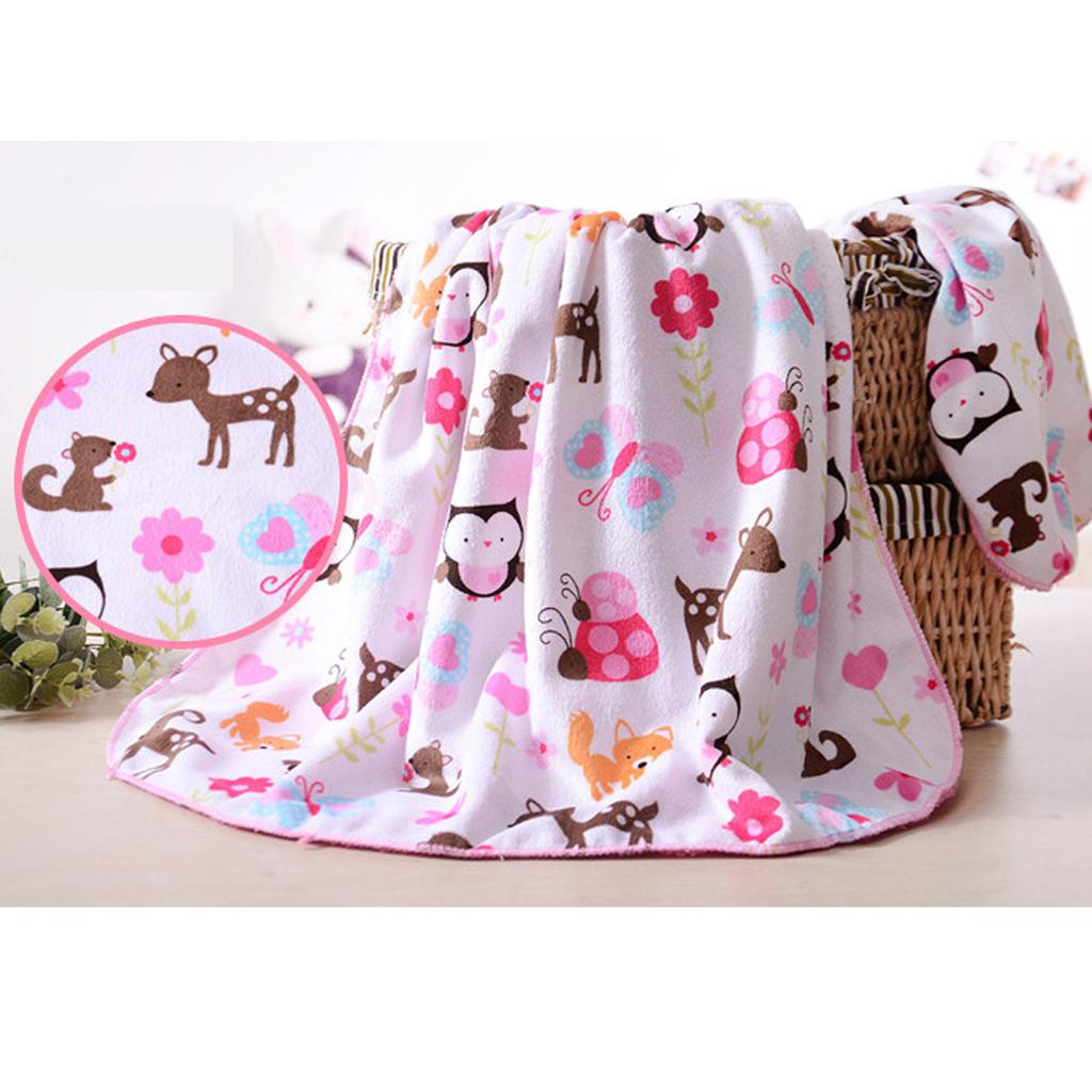 Unisex Double-Layer Coral Velvet Baby Cradle Crib Blanket Butterfly fawn