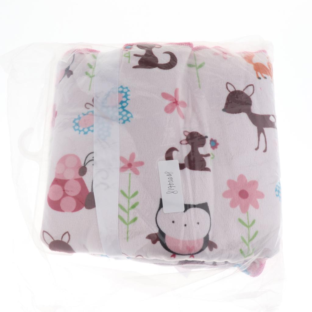 Unisex Double-Layer Coral Velvet Baby Cradle Crib Blanket Butterfly fawn