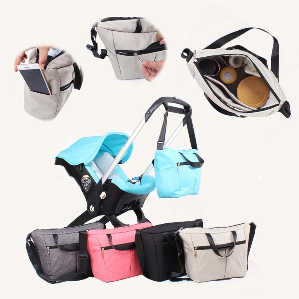 Multi-use Baby Carriage Bag Bottle Diaper Storage Mummy Bag Blue white