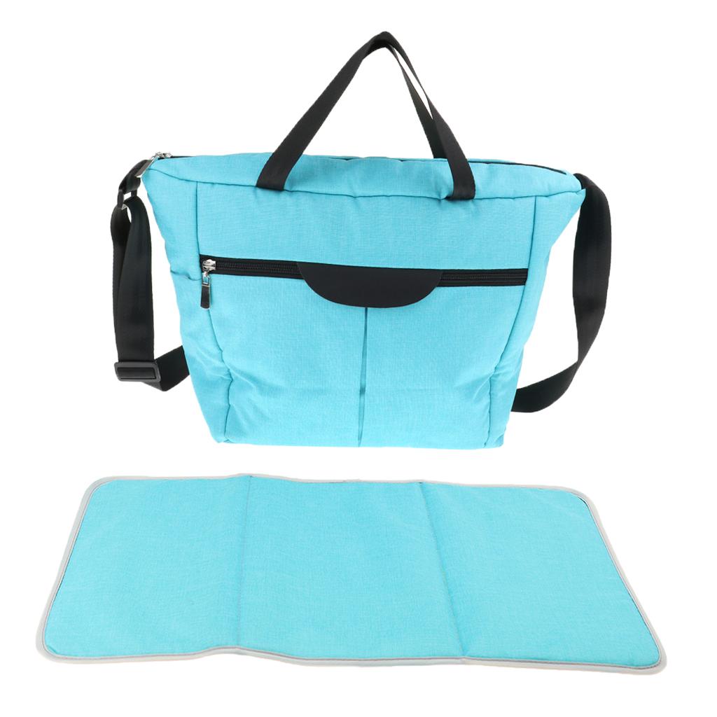 Multi-use Baby Carriage Bag Bottle Diaper Storage Mummy Bag Blue white