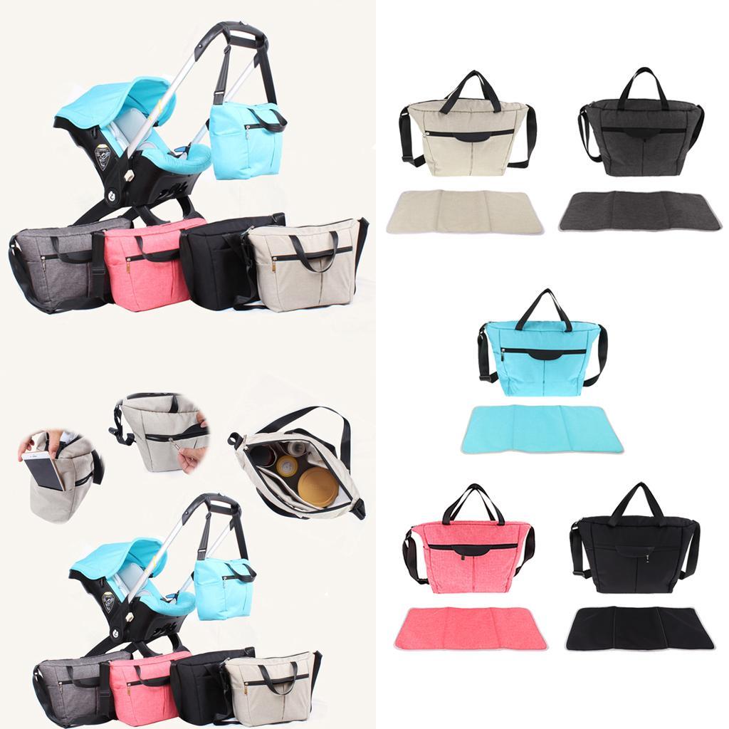 Multi-use Baby Carriage Bag Bottle Diaper Storage Mummy Bag Blue white