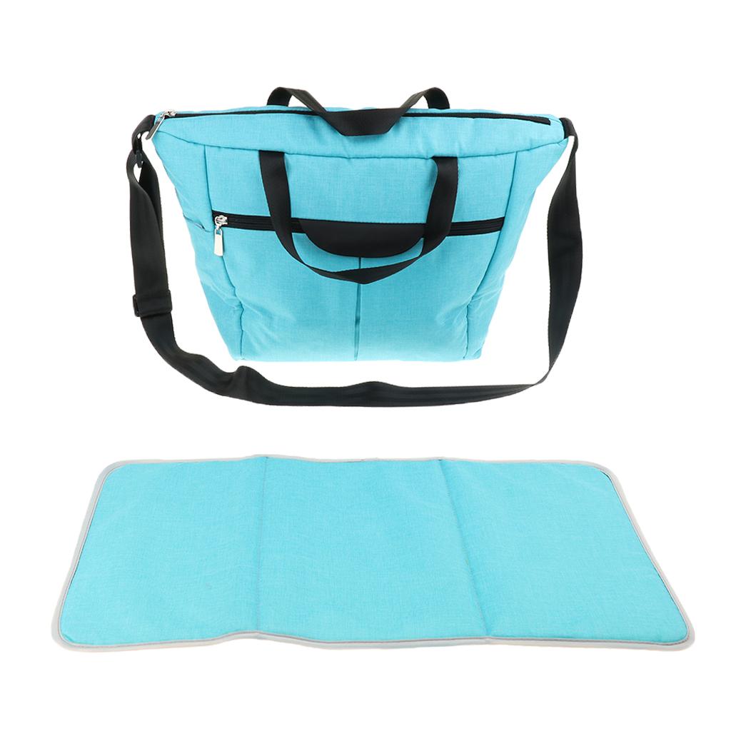 Multi-use Baby Carriage Bag Bottle Diaper Storage Mummy Bag Blue white