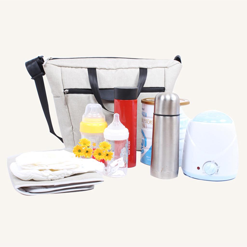 Multi-use Baby Carriage Bag Bottle Diaper Storage Mummy Bag Beige