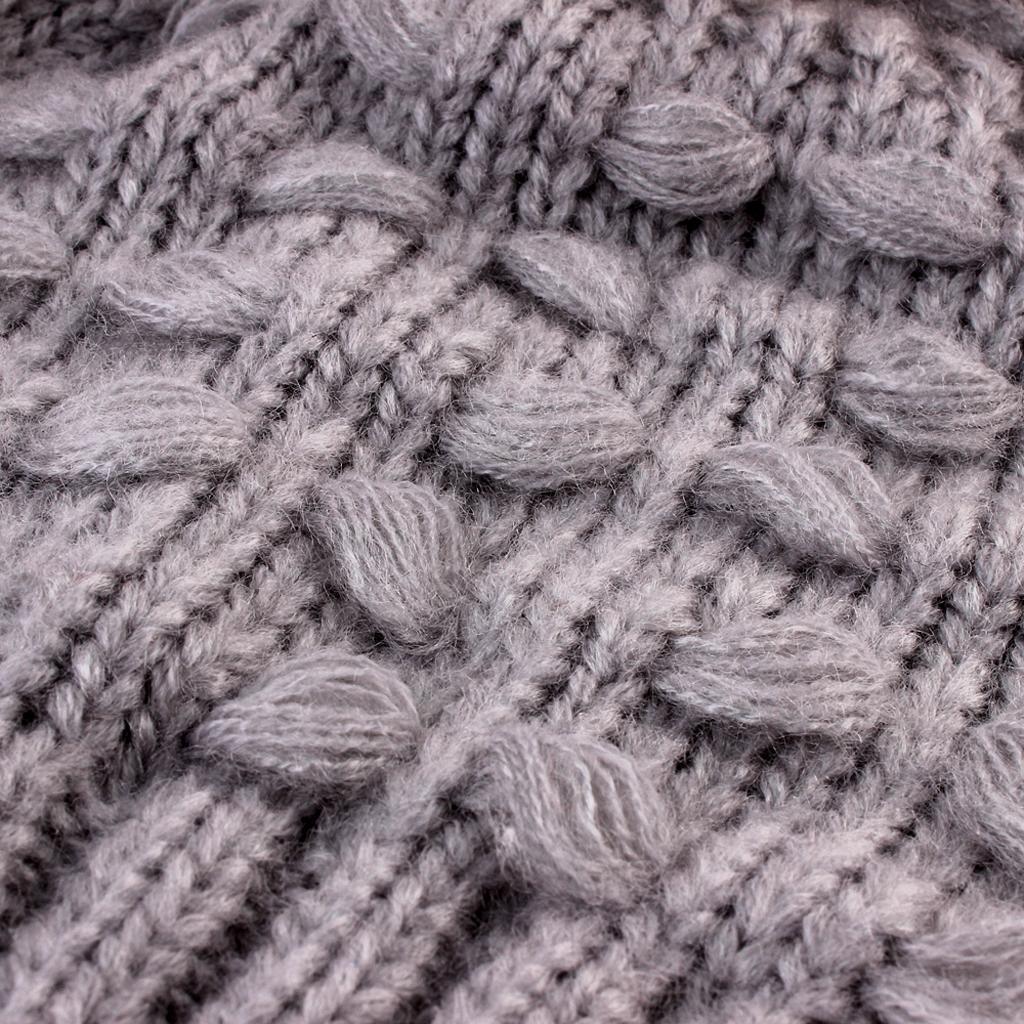 2PCS Parent-Child Hat Warmer Winter Knit Hat Beanie Ski Cap Grey