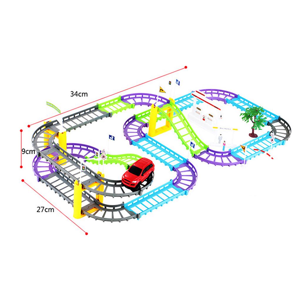 Multi-Color Electric DIY Assembly Racing Car Rail Track Set, Early Developmental Toy for Kids