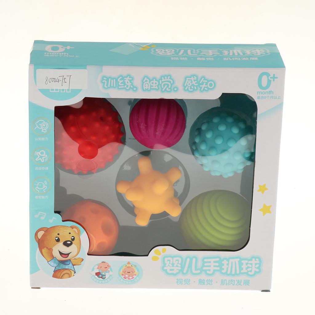 Set of 6 Multi-Color Sensory Ball Set Soft & Textured Balls for Baby Crawling, Grasping and Playing