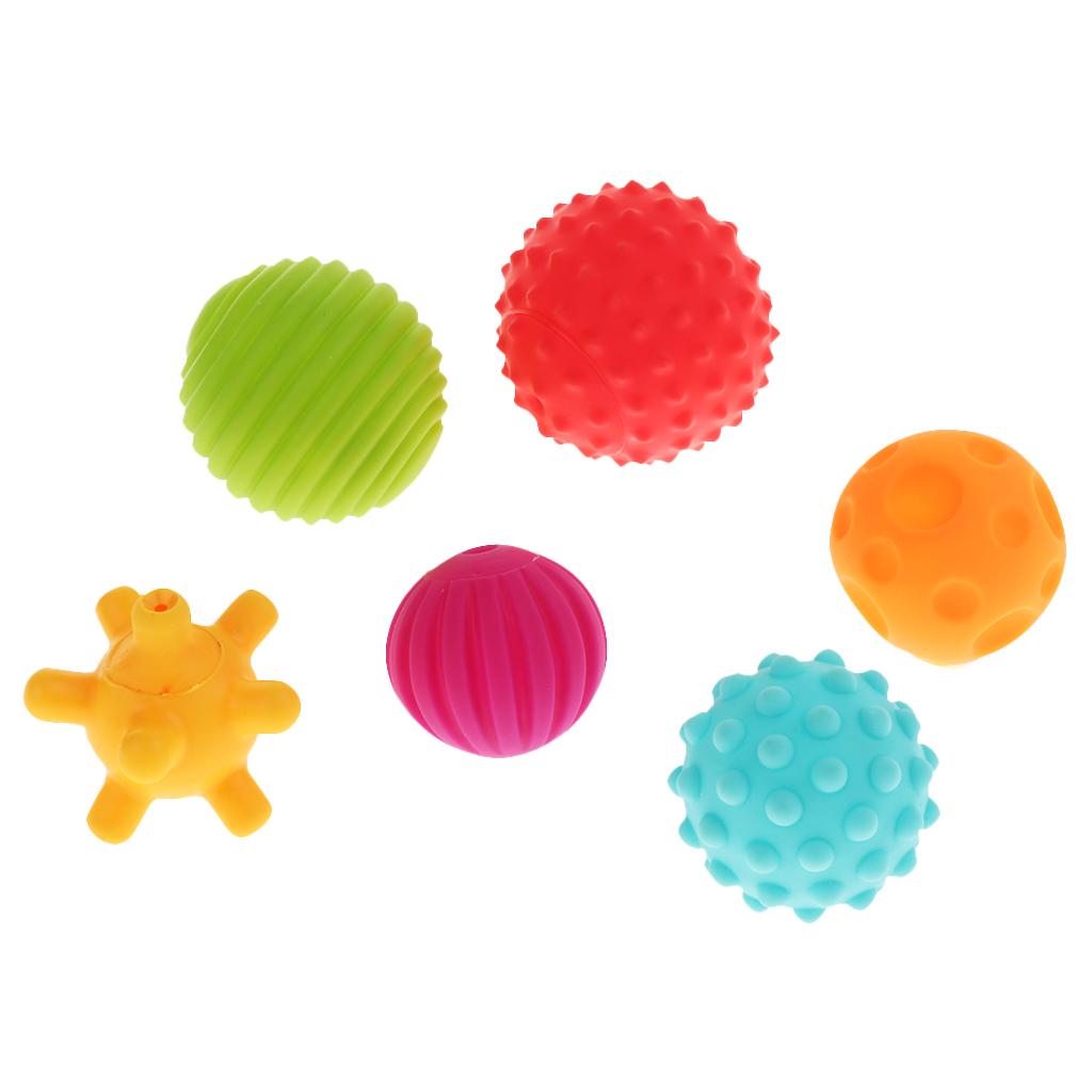 Set of 6 Multi-Color Sensory Ball Set Soft & Textured Balls for Baby Crawling, Grasping and Playing