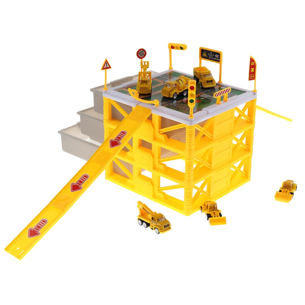 Mini Parking Lot Building Play Set Toy Garage Car Storage Box with City Traffic Map Assembling Children Educational Toy Birthday Gift –Engineering