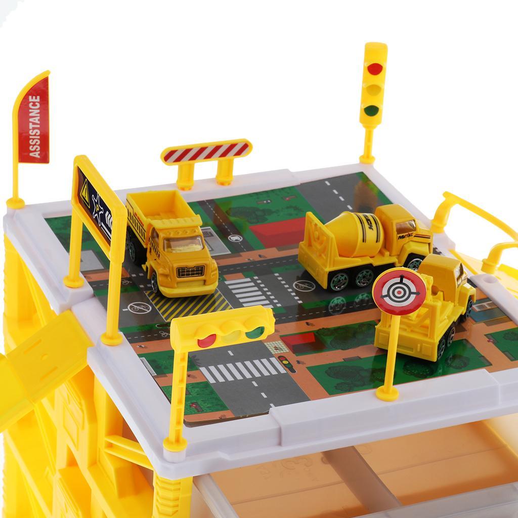 Mini Parking Lot Building Play Set Toy Garage Car Storage Box with City Traffic Map Assembling Children Educational Toy Birthday Gift –Engineering