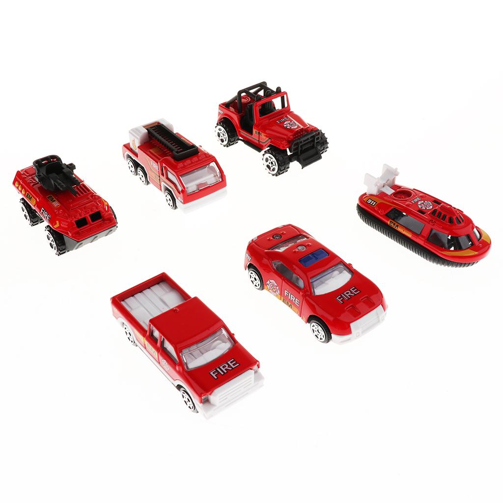 Mini Parking Lot Building Play Set Toy Garage Car Storage Box with City Traffic Map Assembling Children Educational Toy Birthday Gift –Fire Engine