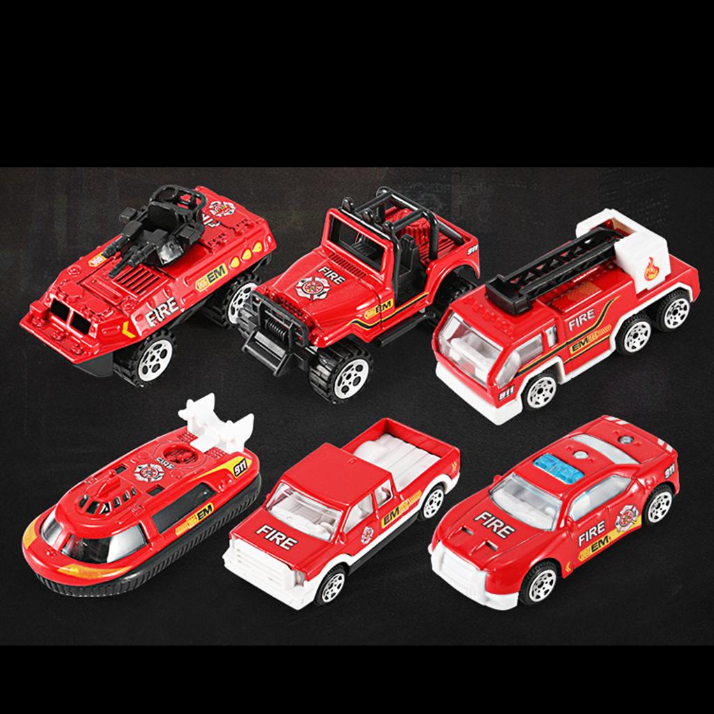 Mini Parking Lot Building Play Set Toy Garage Car Storage Box with City Traffic Map Assembling Children Educational Toy Birthday Gift –Fire Engine