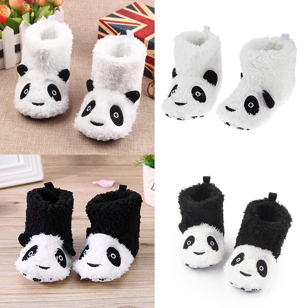 Soft Cartoon Animal Unisex Kids Baby Fleece Shoes White for 3-5 Months