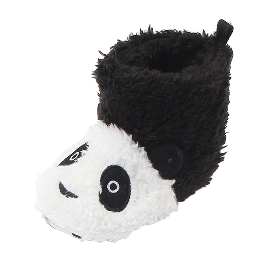 Soft Cartoon Animal Unisex Kids Baby Fleece Shoes Black for 3-5 Months