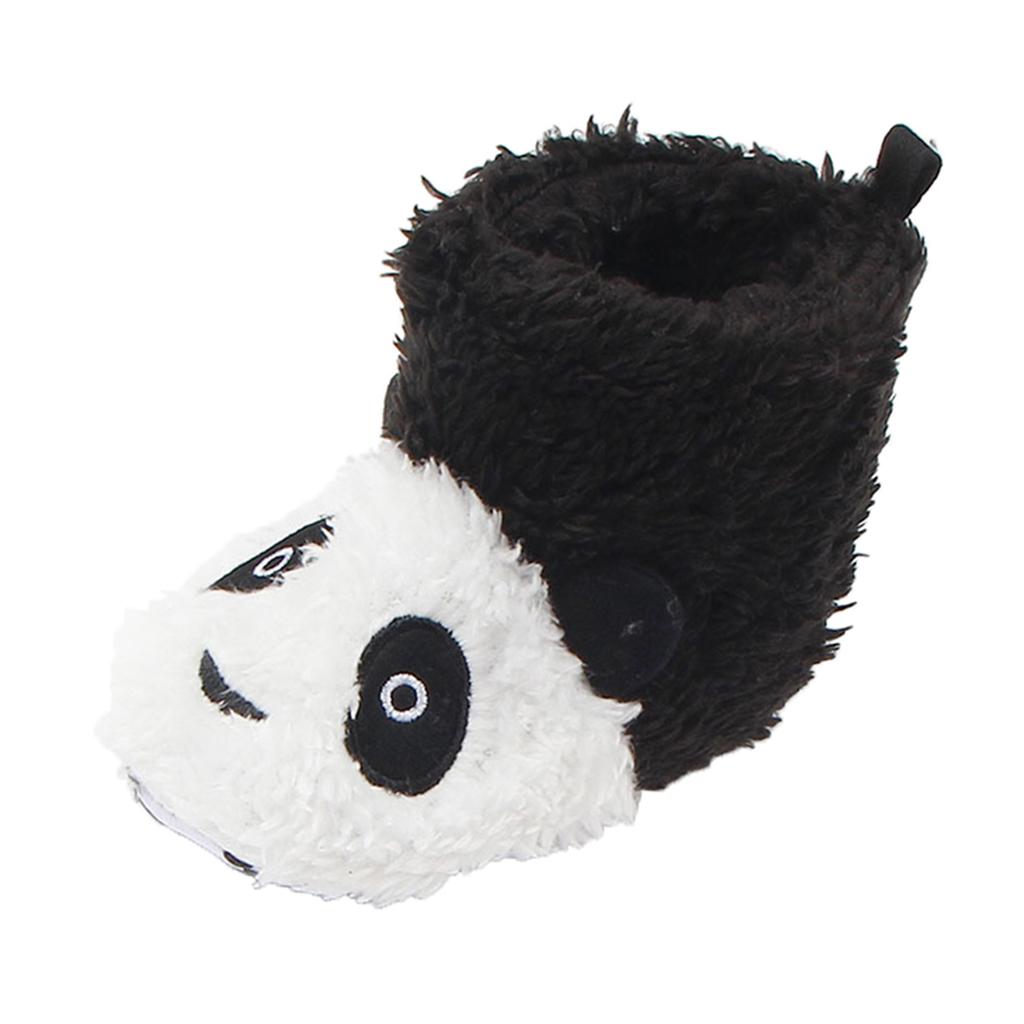 Soft Cartoon Animal Unisex Kids Baby Fleece Shoes Black for 9-12 Months