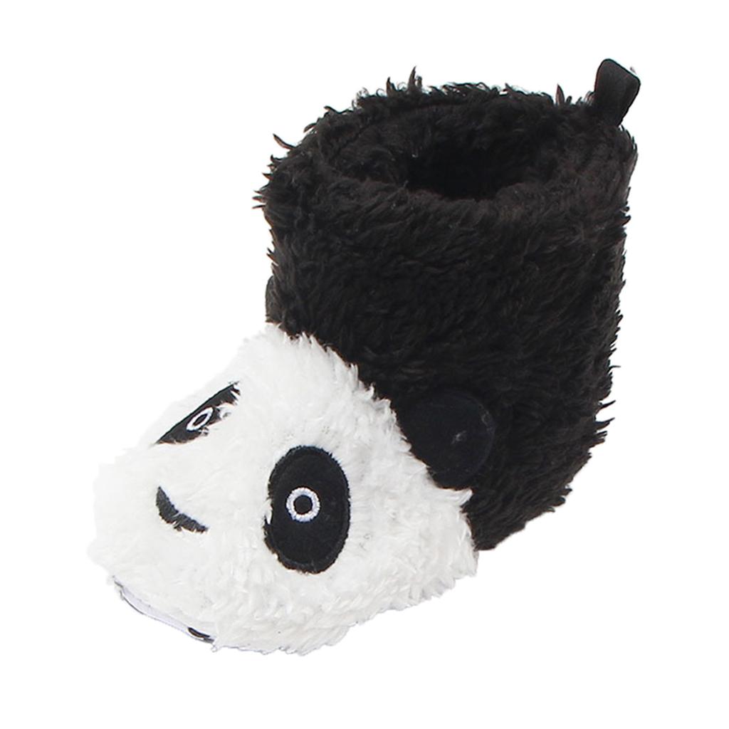 Soft Cartoon Animal Unisex Kids Baby Fleece Shoes Black for 9-12 Months