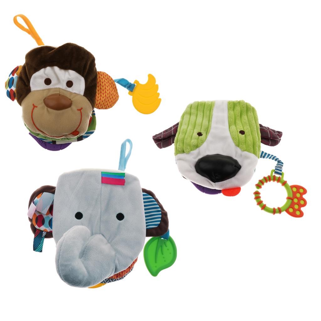 Baby Soft Book Crinkle Cloth Book with Teether Early Learning Toy Monkey