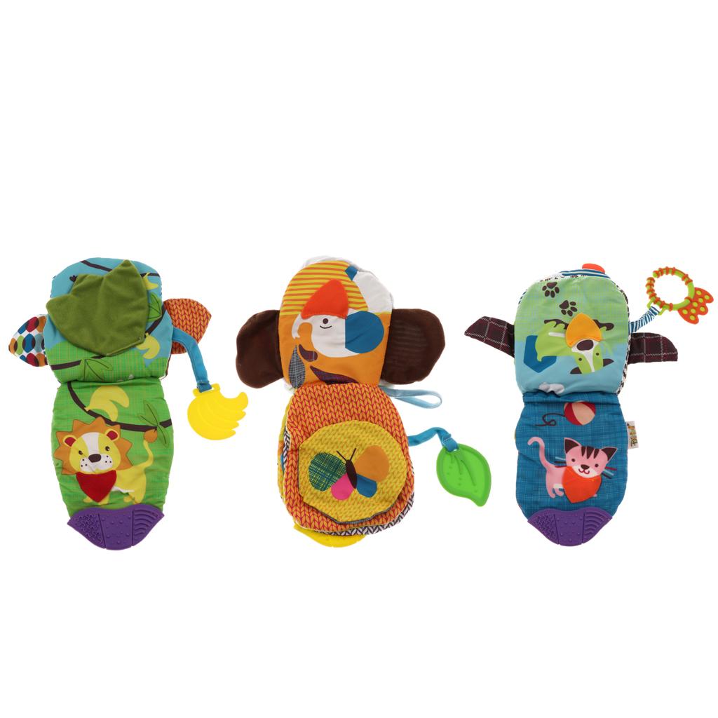 Baby Soft Book Crinkle Cloth Book with Teether Early Learning Toy Monkey
