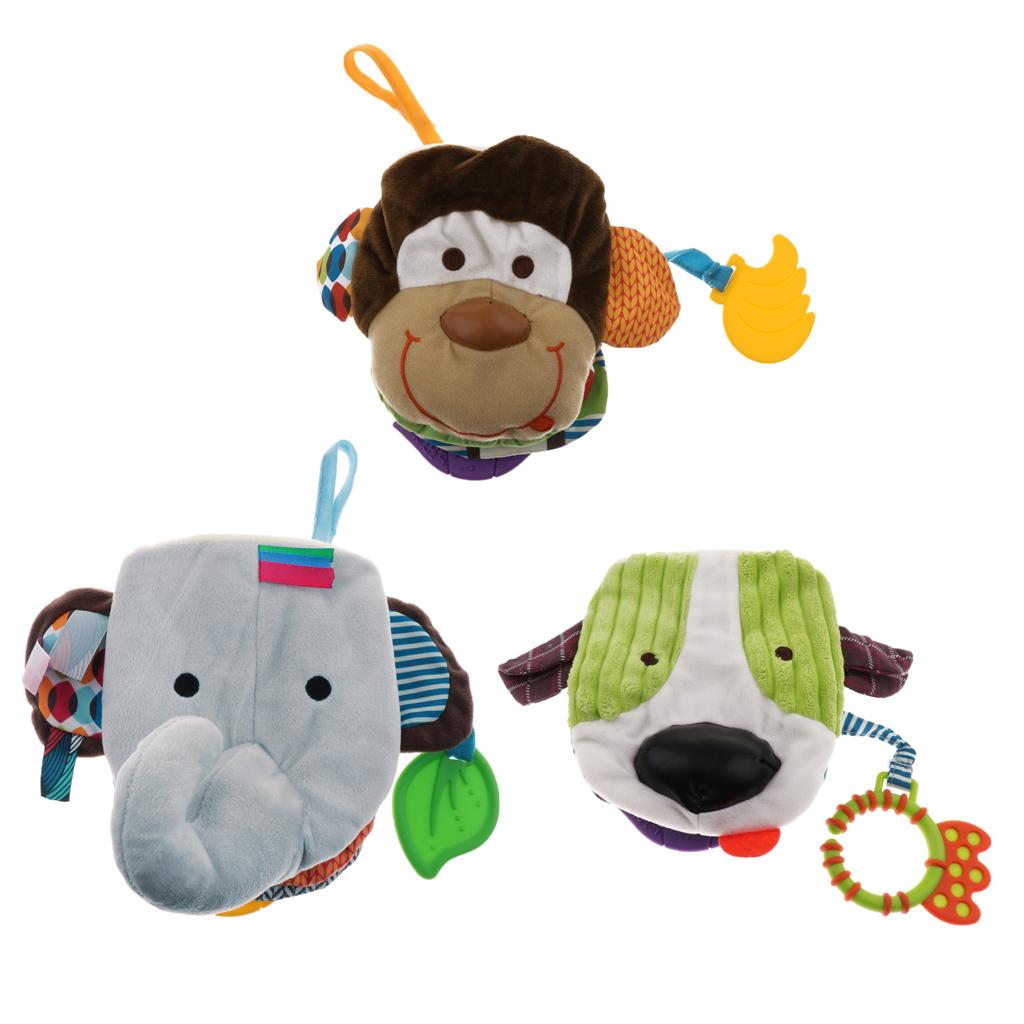 Baby Soft Book Crinkle Cloth Book with Teether Early Learning Toy Monkey