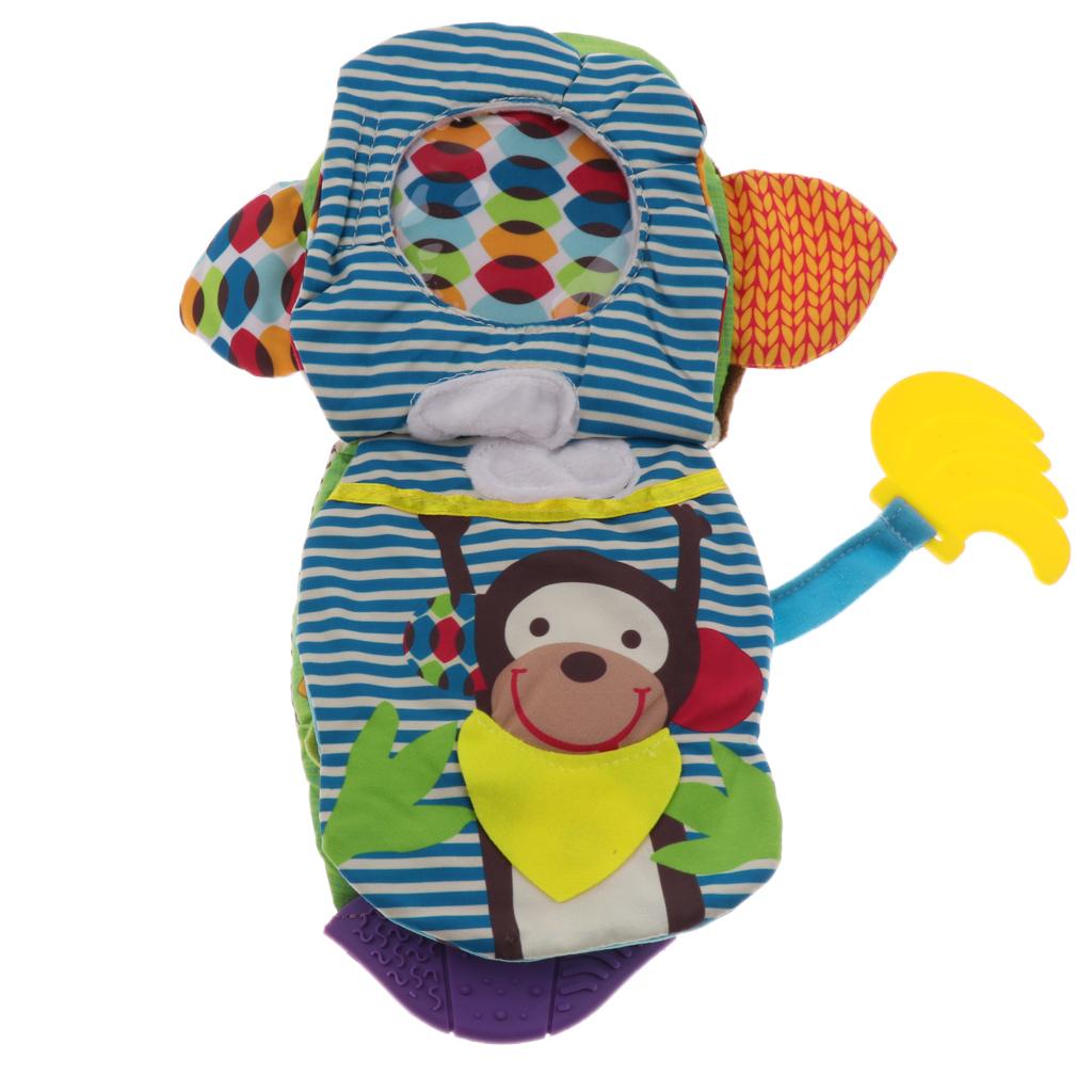 Baby Soft Book Crinkle Cloth Book with Teether Early Learning Toy Monkey