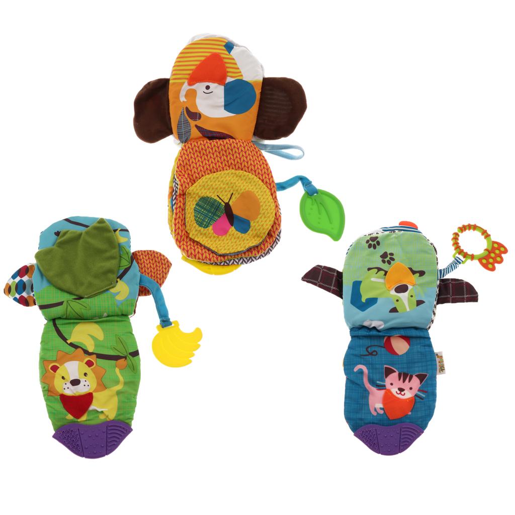 Baby Soft Book Crinkle Cloth Book with Teether Early Learning Toy Monkey