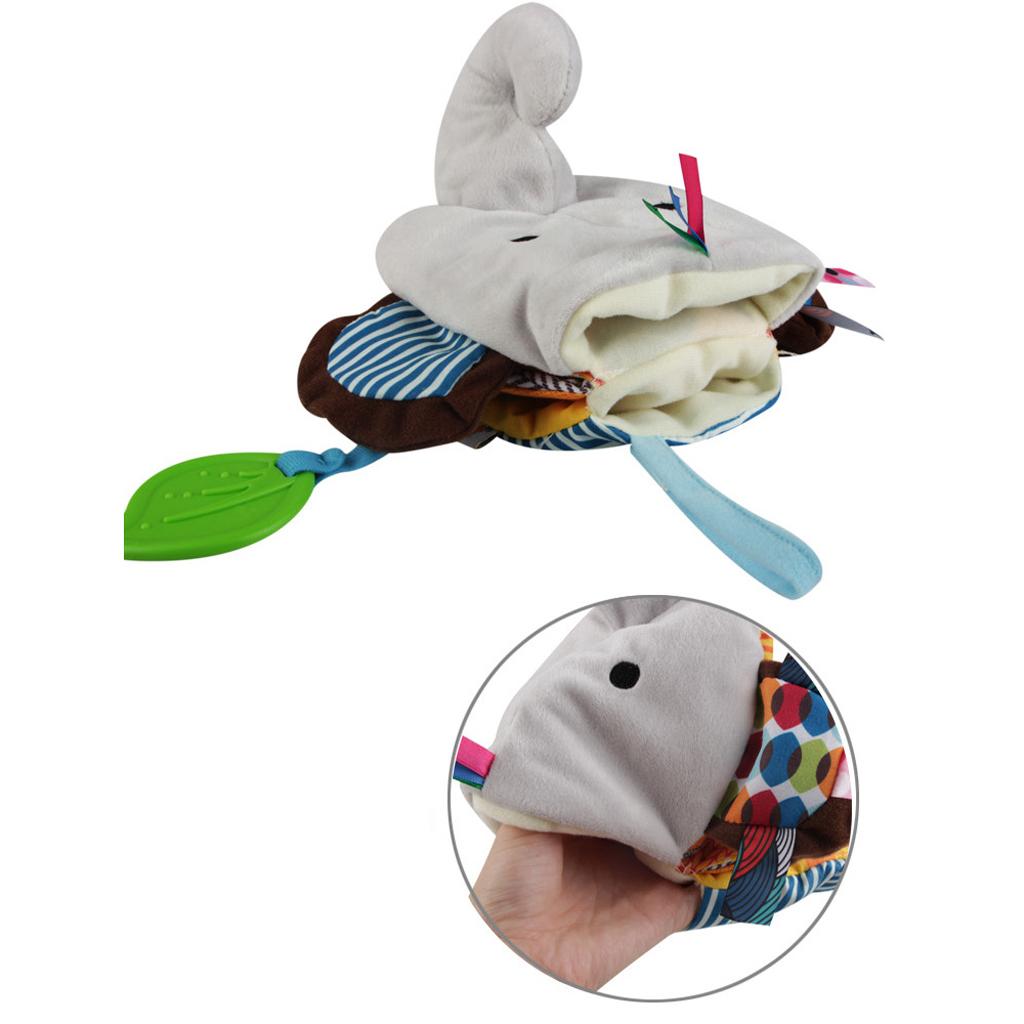 Baby Soft Book Crinkle Cloth Book with Teether Early Learning Toy Elephant