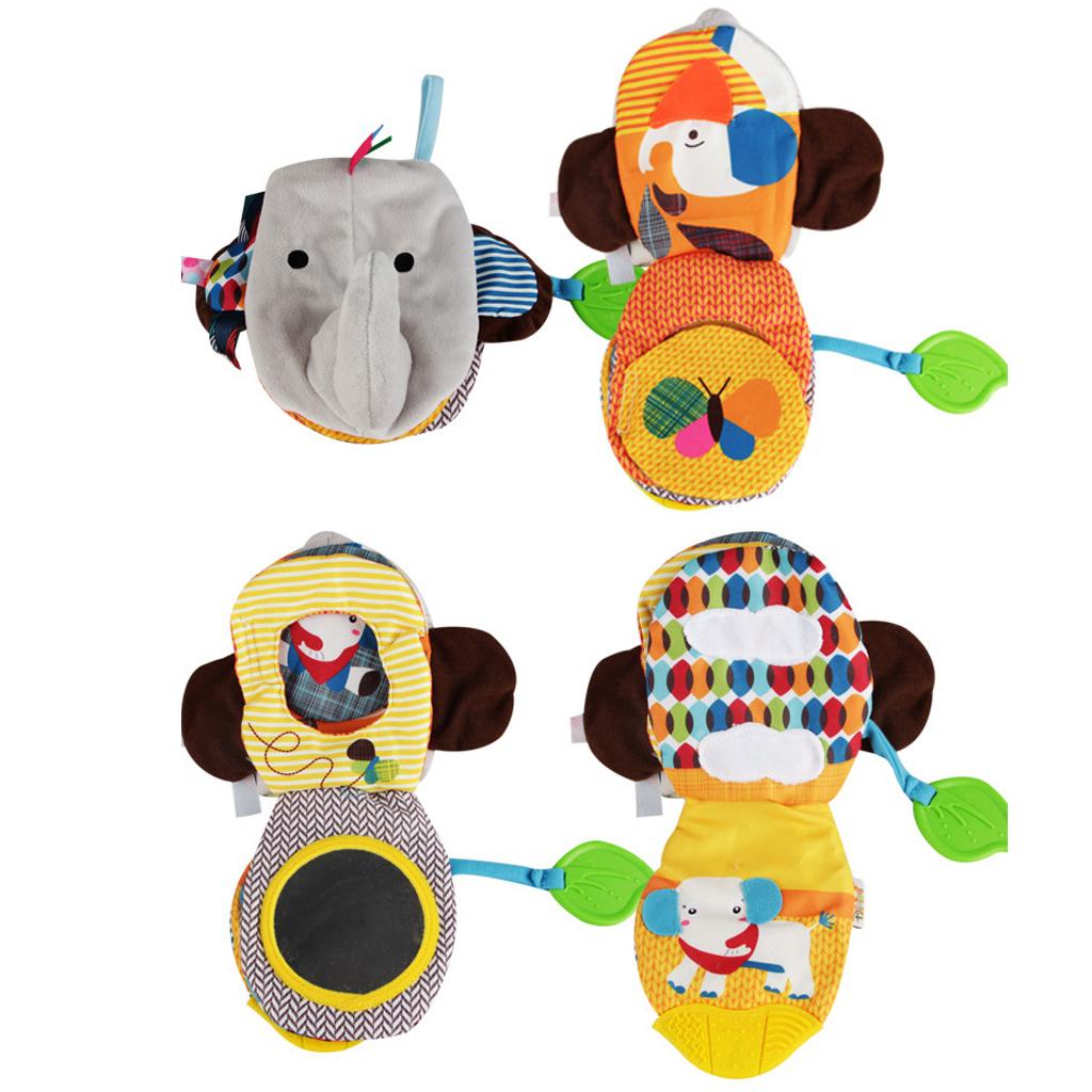 Baby Soft Book Crinkle Cloth Book with Teether Early Learning Toy Elephant