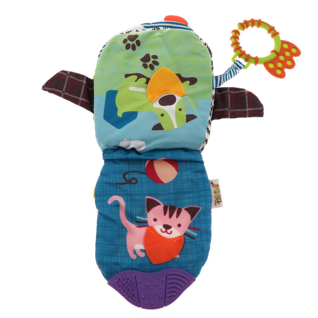 Baby Soft Book Crinkle Cloth Book with Teether Early Learning Toy Dog